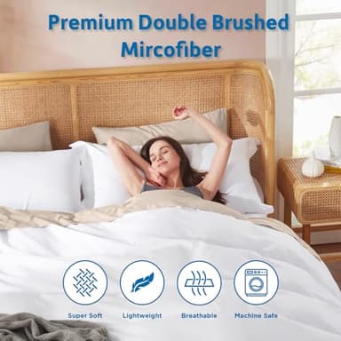 Nestl White Duvet Cover Queen Size - Soft Double Brushed Queen Duvet Cover Set, 3 Piece, with Button Closure, 1 Duvet Cover 90x90 inches and 2 Pillow Shams - Image 6