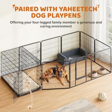 Yaheetech 48 inch Double Door Dog Crate w/Divider for Puppy to Adult Large Collapsible Metal Crate with Removable Tray XXL Wire Dog Kennel Pet Crate for Dogs Portable Travel Cage, Black - Image 6