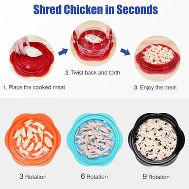 Chicken Shredder Tool Twist: 2025 Pro Food-Grade Visible Meat Shredder with Strong Anti-Slip Base, Ergonomic Handle, Chicken Breast Shredder, Suitable for Pork Beef Chicken (Red, 10.8 inch) - Image 4