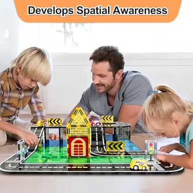Drofex 42pcs Magnetic Tiles Road, Magnetic Building Blocks City Construction Toys for 3+Year Old Boys Girls, Kids Montessori Toys for Toddler, STEM Learning Gifts - Image 2