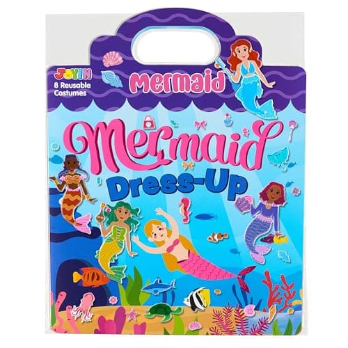 JOYIN Mermaid Dress-Up Reusable Sticker Book for Toddlers, 3D Sticker Books for Kids 3 4 5, Travel Essentials, Airplane Activity Toys, Crafts Gifts, Birthday Gifts - Image 1