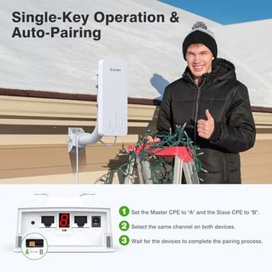 Adalov Wireless Bridge, 3KM 5.8G Point to Point Outdoor CPE, Long Range WiFi Bridges for PtP/PtMP with 14DBi High Gain Antenna for Network Sharing,Network Extend,Starlink Network Extend (CPE660) - Image 2