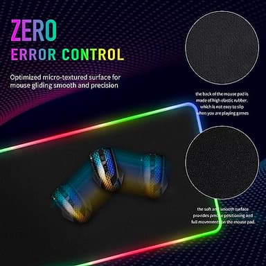 Large RGB Gaming Mouse Pad -15 Light Modes Touch Control Extended Soft Computer Keyboard Mat Non-Slip Rubber Base for Gamer Esports Pros 31.5X11.8 - Image 8