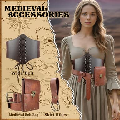 PEKVU Corset Renaissance Belt Medieval Renaissance Belt Pouch Cork Potion Bottle Festival Halloween Costume Accessory(L-Waist/35..2"-43.2") - Image 3