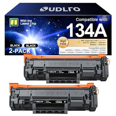134A Black Toner Cartridge - (with Chip) Compatible Replacement for HP 134 A 134X W1340A W1340X Toner Cartridges Work with Laserjet M209dw MFP M234dw M234sdw M234sdn Series Printer (2-Pack) - Image 1
