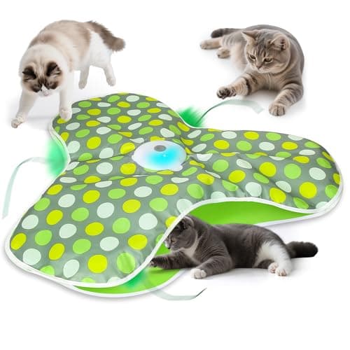 Interactive Cat Toys for Indoor Cats & Kittens - Automatic Hide & Seek Toy with Feather Tail, Squeaky Mouse Sounds, Motion Activated, USB Rechargeable Boredom Relief & Self Play Enrichment Game - Image 1