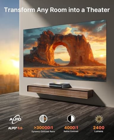 NexiGo Aurora Pro MKII, 4K Tri-Color Laser UST Projector, 30000:1 Contrast Ratio, Dynamic Iris & Laser Dimming, 0.21:1 Throw Ratio, Dolby Vision & Atmos, HDR10+, 3D, 4.2ms ~ 8ms Low Latency - Image 5