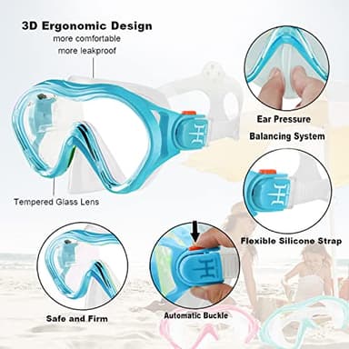 HH HHAO SPORT Kids Mask Fins Snorkel Set Snorkeling Packages, with Diving Mask, Snorkel, Adjustable Swim Fins, Mesh Bag, Anti-Fog Anti-Leak Snorkeling Gear for Kids for Snorkeling Swimming Diving - Image 5