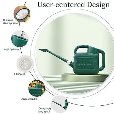 2 Gallon Watering Can, Garden Watering Can Outdoor, Plant Water Can with Removable Long Spout and Stainless Steel Sprinkler Head, Large Plastic Outdoor Watering Cans for Gardening Flower Plants - Image 5