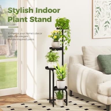 Bamworld Tall Plant Stand Indoor Outdoor, Corner Metal Flower Pot Stands for Multiple Plants, 4 Tier Heavy Duty Plant Shelf for Patio Garden Balcony Living Room Bedroom(Patent Design) - Image 6
