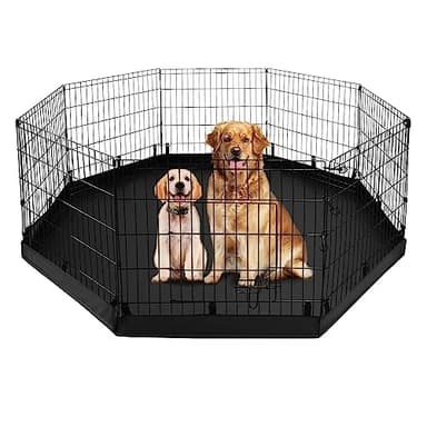 PJYuCien Dog Playpen - Metal Foldable Dog Exercise Pen, Pet Fence Puppy Crate Kennel Indoor Outdoor with 8 Panels 24”H & Bottom Pad for Small Medium Pets - Image 1