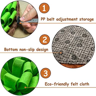 Pet Snuffle Mat for Dogs,Interactive Feed Puzzle for Boredom,Encourages Natural Foraging Skills for Cats Rabbits Dogs Bowl, Dog Treat Dispenser Indoor Outdoor Stress Relief,Travel Portable and Compact - Image 3