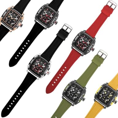 senstone Mens Watch Square Fashion Sports Multifunction Chronograph Quartz Analog Wristwatch Gift for Men Rubber Band Silicone Strap Watches - Rose Gold - Image 8