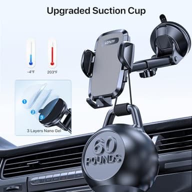 LOTUNY Phone Holders for Your Car, Upgraded Rotatable Base Phone Holder for Car Dashboard Windshield, Universal Cell Phone Holder Automobile Cradle for iPhone Samsung Google and All Smartphones - Image 3