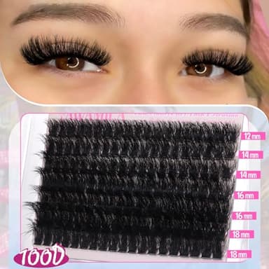 Yawamica Wispy Eyelash Clusters 12-18mm Mix 80D 100D Volume Fluffier Cluster Lashes D Curly Lash Clusters 280PCS Individual Lashes DIY Lash Extension by Self - Image 4