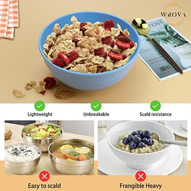 Wheat Straw Bowls Set 60 OZ Unbreakable Large Cereal Set of 6 - Microwave and Dishwasher Safe, Big for Camping and Party - BPA Free Soup Bowl for Serving Oatmeal and Salad - 6 Colors - Image 5