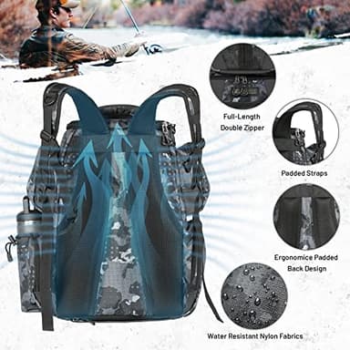 X Strike Fishing Tackle Backpack, 48L Large Fishing Bag with Rod Holders, 4 Tackle Box and Protective Rain Cover, Waterproof Tackle Storage Bag for Fishing, Camping, Hiking, Hunting. - Image 4