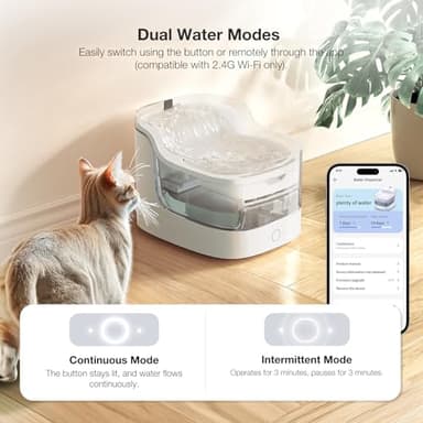 PETGUGU Cat Water Fountain, Automatic Water Dispenser, 2L Pet Water Fountain Transparent Water Tank, 8 Layers Filters Cat Fountain Dog Water Fountain Wireless Pump 2.4G WiFi PF1L - Image 9