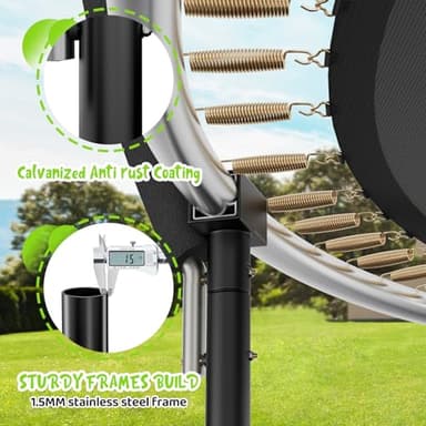 Gigu 14ft Home Trampoline - T-Socket Reinforced Frame, Double Zipper Entry, Ladder Included, Outdoor Specific Yard for Adults Kids - Image 6