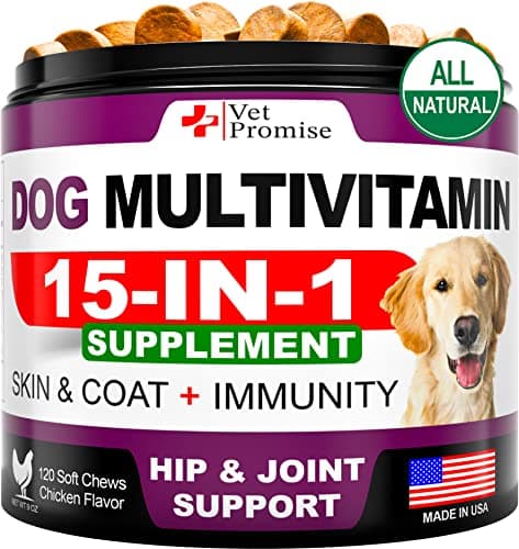 Dog Multivitamin Chewable with Glucosamine - Dog Vitamins and Supplements - Senior & Puppy Multivitamin for Dogs - Pet Joint Support Health - Immunity - Mobility - Energy - Gut - Skin - 120 Chews - Image 1