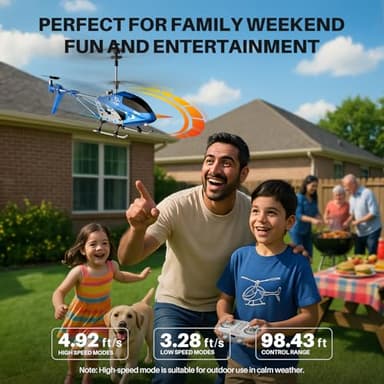 SYMA Remote Control Helicopter, S107H-E Aircraft with Altitude Hold, One Key take Off/Landing, 3.5 Channel, Gyro Stabilizer and High &Low Speed, LED Light for Indoor to Fly for Kid and Beginner Blue - Image 5