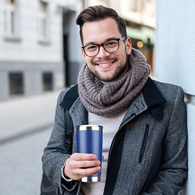 EcoMozz 20oz Tumbler Stainless Steel Vacuum Insulated Mug with Lid, Double Wall Travel Mug, Durable Powder Coated Coffee Cup, Suitable for Ice Drinks and Hot Beverage (New Blue 6 pack) - Image 2