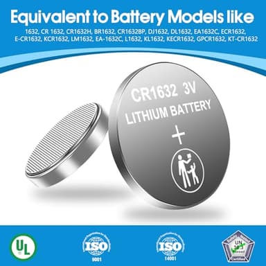 CR1632 Lithium Battery 3V, 5 Count Pack CR 1632 3 Volt Button Coin Cell Batteries for Car Key Fob, Watch, Thermometer, Remote Control - Image 5