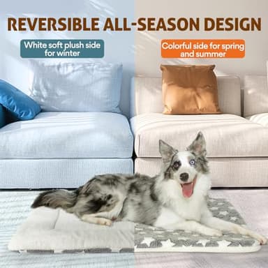 Mora Pets Cat Bed Dog Crate Pad Ultra Soft Pet Bed with Cute Star Print Washable Crate Mat for Small Dogs and Indoor Cats Reversible Fleece Dog Kennel Pad Cat Carrier Mat 14 x 17.5 inch Grey - Image 5