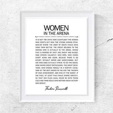 ZLKAPT Women in the Arena Feminist Wall Art Sign Theodore Roosevelt Print Feminism Inspirational Quotes Gift for Her 8 x 10 Inches Unframed - Image 2