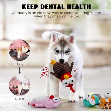 Nocciola 5-Pack Squeaky Dog Toys, Durable Stuffed Critter Zoo Dog Toys with Unique Squeak Sounds to Keep Dogs Busy, Puppy Toys for Small, Medium, and Large Dogs - Image 7