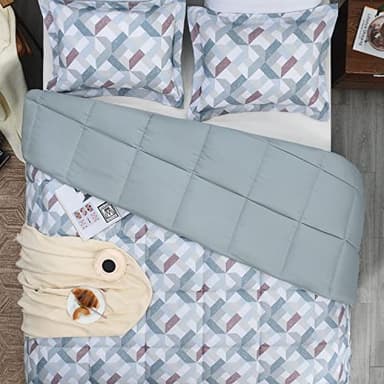 Basic Beyond Queen Comforter Set - Printed Geometry Pattern Comforter Set Queen Size,Lightweight Down Alternative Bed Comforter Queen Set(Geometry,Queen) - Image 4