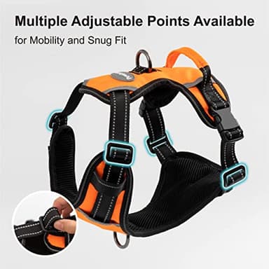 Puwihoe No Pull Dog Harness, Reflective Walking Dog Harness with Easy Control Handle and Front & Back Clips,Adjustable Breathable Soft Padded Dog Vest Harness for Large Medium Small Dogs,Orange,M - Image 4