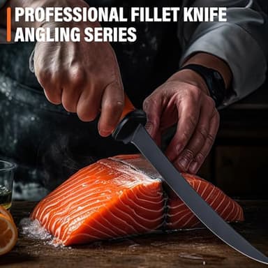 Golden Bird Filleting Knife Set - 5 Pcs Fishing Knife 5Cr15Mov Boning Knives with Protective Sheath, Sharp Blade for Meat Cutting, Non-Slip Handles Knives for with Storage Bag - Image 5