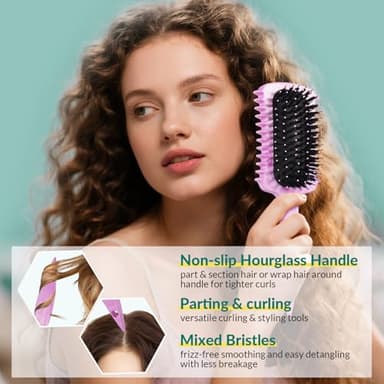 Curl Defining Brush, Curly Hair Brush Products for Effortlessly Detangling Shaping and Styling Women's Men's Curls on All Wet or Dry Hair Types, Reduces Frizz (Marble Purple) - Image 4