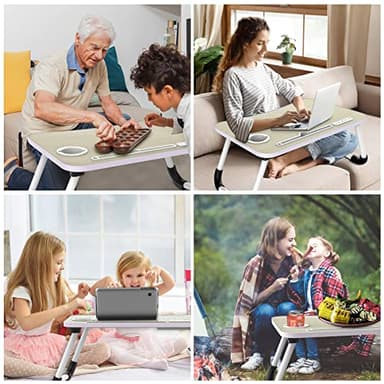 Zapuno Laptop Lap Desk, Foldable Laptop Table Tray with 4 USB Ports Storage Drawer and Cup Holder, Lap Bed Desk Notebook Stand Laptray Portable Standing Table for Bed Couch Floor - Image 7