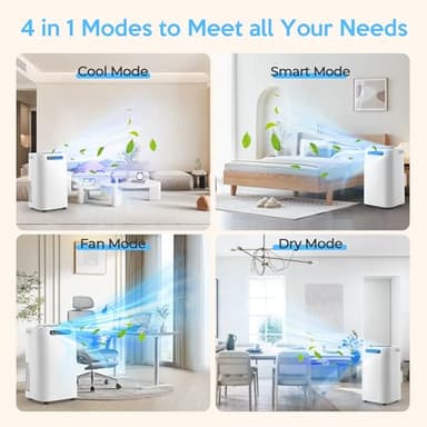 Humhold Portable Air Conditioners 14000Btu with Remote Control, 3-in-1 Free Stand Smart Cooling Portable AC Unit with Dehumidifier, Fan, Cools Room up to 700 sq.ft, Auto Swing,24H Timer, Windows Kit - Image 3