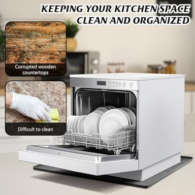 Baderke 1 Pcs Dishwasher Drain Pan 23.6''x19.7'' Silicone Dishwasher Drip Tray Prevent Water Leakage Protect Countertop Floor Anti-slip Waterproof Mini Fridge Drip Pan with Raised Edge, No Hole - Image 5