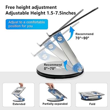 Fccabin Laptop Stand Base Swivel 360°, Well-Built Adjustable Folding Anti-Skid Raise Tilt Align Ergonomic Tablet Strong Laptop Mount Stands Notebook Compatible with iPad All Laptops - Image 4