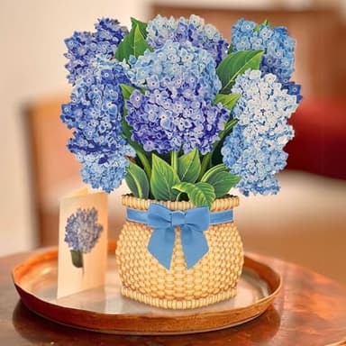 Freshcut Paper Pop Up Cards, Nantucket Hydrangeas, 12 Inch Life Sized Forever Flower Bouquet 3D Popup Greeting Card, Birthday Cards, Thank You Card, Blank Notecard & Envelope - Image 2