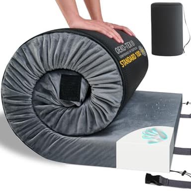 HomeMate Memory Foam Camping Single Mattress Pad Mat-Sleeping Pad Mat Portable Roll Up Travel Mattress CertiPUR-US for Adults-Camping Bed for Guests Floor Sleepover with Waterproof Cover Travel Bag - Image 1