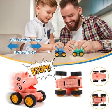 18Pcs Dinosaur Pull Back Cars Set for Kids Toddlers, Bulk Mini Racing Vehicles Toys Party Favors, Pinata Fillers, Goodie Bag Stuffers, Classroom Prizes for Boys Girls - Image 5