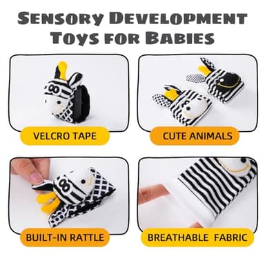 Baby Toys 0-6 Months,High Contrast Baby Toys for Newborn,Black and White Toys,Infant Rattle Socks and Wrist Toy,Newborn Toys 0 3 Months Brain Development,0-6 Months Babies Boy Girl Gift - Image 3