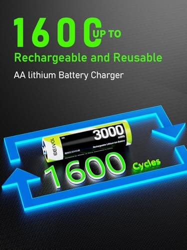Long-Lasting 1.5V 3000mWh Li-ion, 8-Pack Rechargeable AA Batteries with Built-in Charger,Leak-Proof, Independent Charging, Fast Charging with Power Protection - Image 3