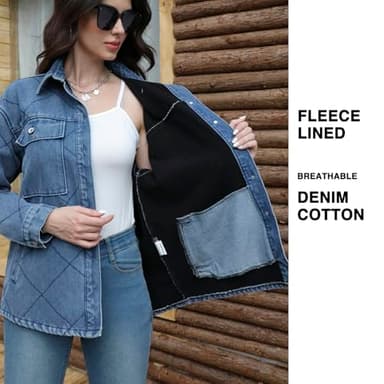 VOHOTO Women's Spring Denim Jacket-Lightweight Oversized Shacket with Soft Flannel Lining-Casual Everyday Wear - Image 3