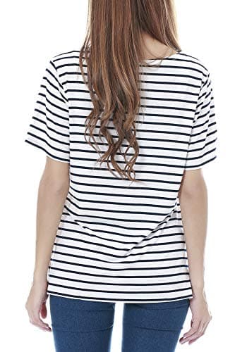 Smallshow 3 Pcs Maternity Nursing T-Shirt Nursing Tops White Stripe-Black-Grey X-Large - Image 4
