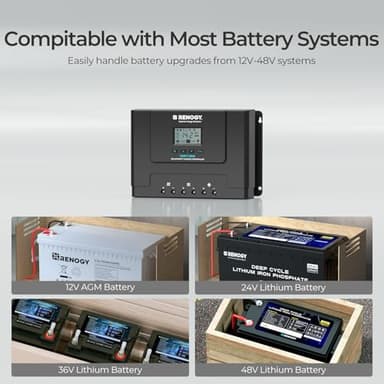 Renogy 60A MPPT Solar Charge Controller 12V/24V/36V/48V Auto, 150V Maximum Solar Input, Compatible with Lithium AGM Gel Batteries, for Home RV Marine Workshop, Rover Lite 60A - Image 5