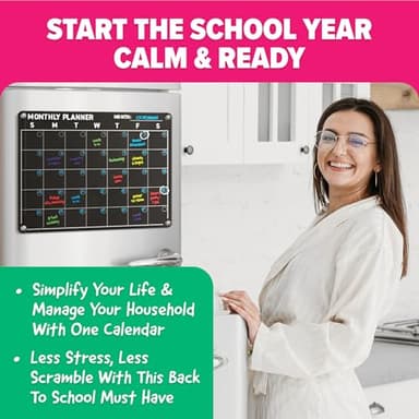 Acrylic Calendar for Fridge - Magnetic Calendar for Refrigerator - 2pc Family Refrigerator Magnetic Dry Erase Planning Board Monthly Weekly - 6 Liquid Chalk Markers & 3 Interchangeable Backgrounds - Image 9