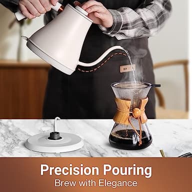 Mecity Electric Kettle Stainless Steel Gooseneck Water Kettle Water Boiler for Pour Over Coffee Fast Heating, Auto Shut Off, 27 fl oz, 1000W, Milk White - Image 3