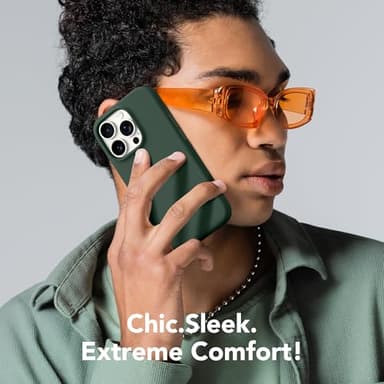 GONEZ for iPhone 14 Pro Max Case Silicone, Compatible with MagSafe, with Screen Protector + Camera Lens Protector, Liquid Silicone Shockproof Protective Phone 14 ProMax Case 6.7", Dark Green - Image 9