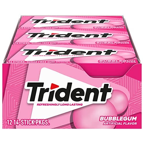 Trident Bubblegum Sugar-Free Chewing Gum, 12 Packs of 14 Pieces (168 Total Pieces)